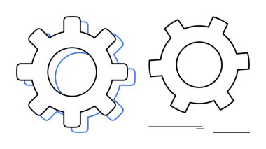 Takım çalışmasını, üretkenliği ve yeniliği simgeleyen iki ana hatlı vites. Endüstri, mekanik, işbirliği, otomasyon, verimlilik, süreç optimizasyonu ve basit bir iniş sayfası için ideal
