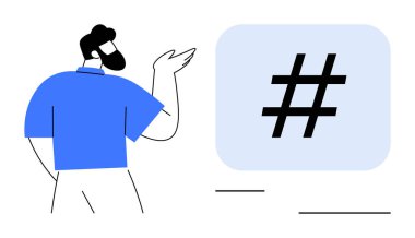 Animasyonlu bir şekilde odak noktasında büyük bir meta veriye işaret ediyor. İletişim, sosyal medya, dijital stratejiler, sunumlar, markalaşma, pazarlama, teknoloji ve basit bir iniş sayfası için ideal