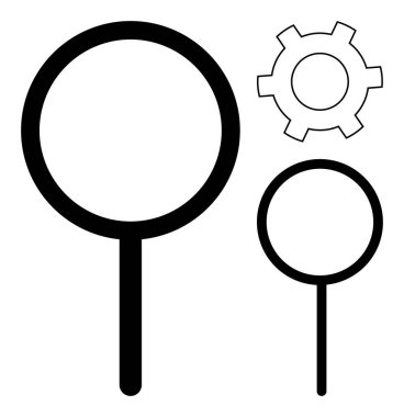 Teçhizatlı minimalist büyüteç, arama, analiz, optimizasyon, problem çözme ve yeniliği sembolize ediyor. Araştırma, veri izleme, çözüm tasarımı ve basit bir iniş sayfası için ideal