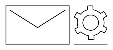 Zarf, mesajlaşmayı, iletişimi, ayarları, konfigürasyonu, verimliliği ve işbirliğini sembolize ediyor. Kullanıcı Arayüzü, e- posta, güncelleme takım çalışması yapılandırması için ideal basit