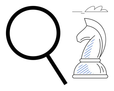 Bir satranç şövalyesinin yanındaki büyüteç odaklanmayı ve stratejik düşünmeyi önerir. Kavramlarda ideal sorun çözme, araştırma, liderlik, karar verme, vizyon, strateji, düz basit