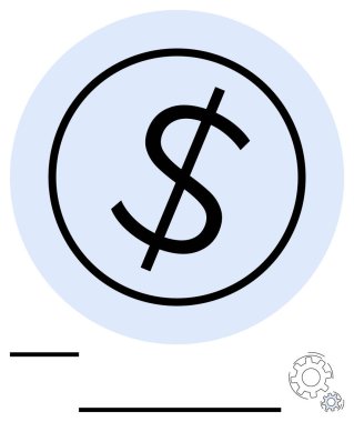 Para, finans ve mekanizmaları sembolize eden çember ve çizgilerle işaretlenmiş dolar işareti. Para, piyasa, ticaret, iş, endüstri, teknoloji ve minimalist daire için ideal