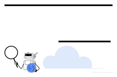 Büyüteci olan robot bulut yakınındaki dolar işaretli parayı araştırıyor, veri analizini ve bulut hesaplamasını sembolize ediyor. AI, finans, teknoloji, araştırma, veri güvenliği, yenilik, daire için ideal