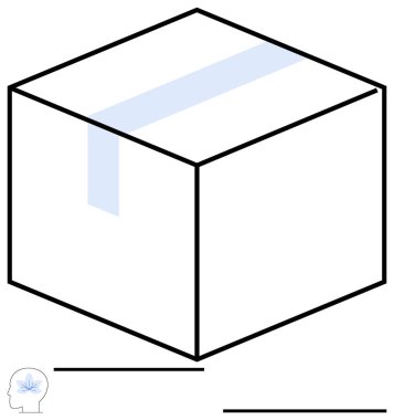 Temiz çizgileri olan kutu tasarımı, ince bant ayrıntıları ve 3 boyutlu açı odağı. Nakliye, ambalaj, teslimat, depolama, lojistik, ürün tasarım depolama işlemleri için ideal basit metafor