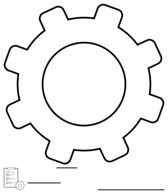 Belgenin yanında çizgiler, süreci, iş akışını, yönetimi ve verimliliği sembolize eden ana hatlar. Planlama, işlemler, teknoloji, üretkenlik geliştirme mühendisliği için idealdir.