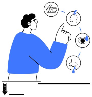 Bireysel sağlık ikonları alerji belirtileri, sinüs, göz tahrişi ve baş ağrısı gösteriyor. Tıp eğitimi, sağlık bilinci, alerji, tanı, önleme, sağIık için ideal