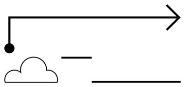 Geometrik tasarım, yatay çizgiler ve bulut anahatlarını gösteren düz bir ok. İlerleme, bağlantı, süreç, yön, basitlik asgari öğrenme için idealdir. Düz basit metafor