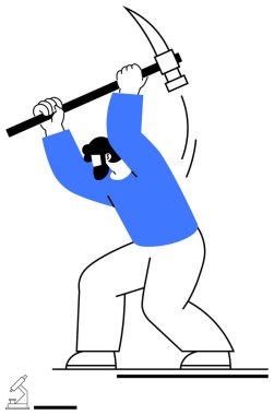 Dinamik hareketli bir kişi kazmayla saldırırsa sıkı çalışmayı, azmi ve odaklanmayı temsil eder. Çalışma, kararlılık, güç, endüstriyel çaba, madencilik, direnç için ideal basit iniş sayfası