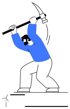 Çalışmayı, çabayı, yenilenebilir enerjiyi, işçiliği ve inadı simgeleyen bir kazma ile çalışan bir işçi. Takım çalışması, sürdürülebilirlik, esneklik, enerji iş etiği belirleme süreci için ideal