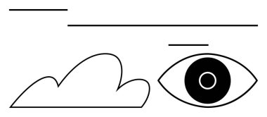 Siyah ve beyaz renkli göz ve bulut soyut çizgiler görüşü, farkındalığı ve hayal gücünü sembolize ediyor. Yaratıcılık, farkındalık, berraklık, gözlem, rüyalar, basitlik için basit iniş sayfası