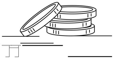 Yığılmış üç sikke ve bir bozuk para zenginliği, ekonomiyi, karı, yatırımı ve bütçeyi sembolize eder. Düz bir mecazda finans, bankacılık, muhasebe, büyüme stratejisi ve tasarruflar için ideal