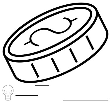 Dolar işaretli tek bir sikke, temiz çizgiler ve basit tasarım, finans, tasarruf, yatırım, sermaye, para birimi ve bütçeyi vurguluyor. Düz basit metafor için ideal