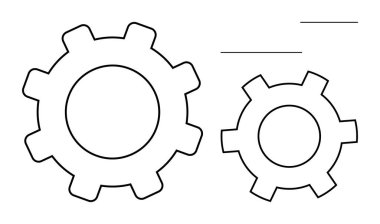Farklı boyutlarda iki ana gövde işbirliği, süreç optimizasyonu ve işlevselliği simgeliyor. Mühendislik, takım çalışması, üretkenlik, yenilik, otomasyon, stratejik planlama için ideal