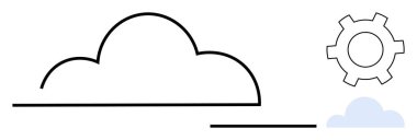 Bulut hesaplama, otomasyon ve entegrasyonu temsil eden minimalist bulut. Teknoloji, yenilik, dijital dönüşüm, veri senkronizasyonu, bilişim hizmetleri, basit yazılım için ideal