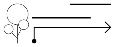 Dairelerin dallanması, çizgilerin bağlanması ve ilerlemeyi gösteren okun olduğu soyut büyüme kavramı. Planlama, organizasyon, strateji, gelişme, yenilik, liderlik için ideal düz bir metafor