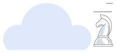 Bulut anahatlı minimum tasarım ve bir satranç şövalyesi veri depolamayı çağrıştırıyor, zekice çözümler. Planlama, teknoloji, analitik, strateji, bulut, güvenlik yeniliği için ideal. Düz basit metafor
