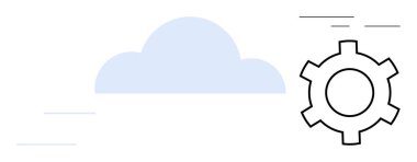 Bulut ve dişli ikonu teknolojiyi, yeniliği ve verimliliği vurguluyor. Bulut hesaplama, otomasyon, veri yönetimi, bilişim hizmetleri, yazılım tasarımı, mühendislik sade iniş sayfası için ideal