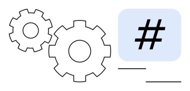 Takım çalışması, yenilik ve dijital süreçleri vurgulayan bir üst verinin yanında birbirine kenetlenmiş iki vites. Teknoloji, ağ oluşturma, yenilik, dijital pazarlama, otomasyon, takım çalışması için ideal