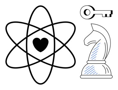 Kalp merkezli atomik yapı, satranç şövalyesi ve anahtar bilim, aşk, strateji ve erişimin birleşimini öneriyor. Yenilik için ideal, takım çalışması, yaratıcılık planlaması ilham mantığı basit