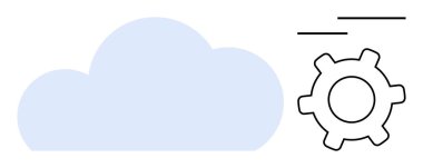 Minimum vites sembolünün yanında mavi bulut teknolojiyi, bulut hesaplamasını ve iş akışını simgeliyor. Yazılım, optimizasyon, ağ oluşturma, yenilik, takım çalışması otomasyonu için ideal basit bir metafor