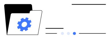 Dosya organizasyonunu simgeleyen teçhizatlı dizin. Metin elemanları ve navigasyon noktaları içerir. Teknoloji, iş akışı, veri yönetimi, ayarlar, depolama, sistem araçları, basit iniş sayfası için ideal