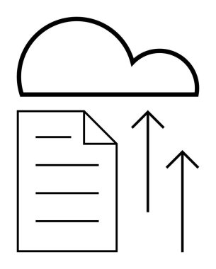 Veri yüklemesini, dosya paylaşımını ya da çevrimiçi depolamayı sembolize eden bir buluta doğru yukarı doğru oklu dosya. Teknoloji, bulut hesaplama, veri transferi, yedekleme, dijital organizasyon, iş akışı dairesi için ideal