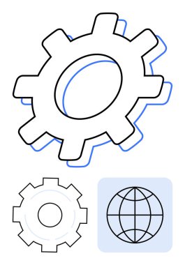 Daha küçük teçhizat ve dünya ikonu ile birlikte büyük vites yenilik, küresel bağlantı ve bütünleşme anlamına gelir. Teknoloji, geliştirme, süreçler, takım çalışması, mühendislik, eğitim sistemleri için ideal