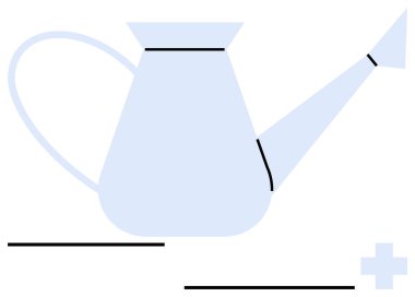 Uzun hortumlu ve kıvrımlı tutamaklı sulama tenekesi, su ve büyümeyi simgeliyor. Bahçıvanlık, yetiştirme, çevre bilinci, bakım, sürdürülebilirlik, gelişim ve minimalizm için idealdir. Düz