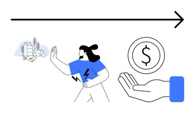 İşlenmiş yiyeceklerden ve buğday ve süt ürünleri parasının yanındaki sağlıklı tercihlerden kaçan kadın tasarruf ya da para kazanmayı simgeliyor. Öz disiplin, bütçe, refah ve karar verme için ideal.