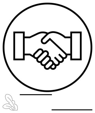 Bir çemberin içinde iki el sıkışması ortaklığı, güveni ve işbirliğini simgeler. İş için ideal, takım çalışması, müzakereler, anlaşma, birlik işbirliği basit bir iniş sayfası