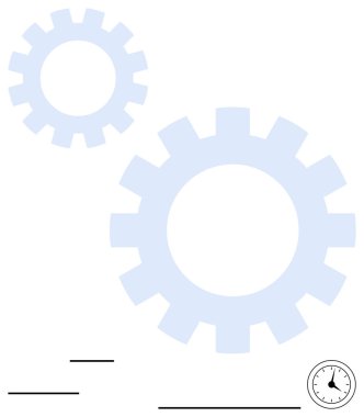 Minimalist dişliler küçük bir saat boyunca döner. Üretkenlik, verimlilik, takım çalışması, zaman yönetimi, işlemler, yenilik, problem çözme için ideal. Düz basit metafor