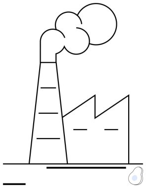 Baca dumanı yayan endüstriyel fabrika binası. Endüstri, kirlilik, çevre, imalat, altyapı, sürdürülebilirlik, basit iniş sayfası için ideal