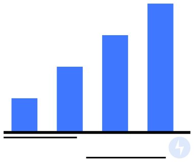 Büyümeyi, başarıyı veya veri eğilimlerini temsil eden dört dikey çubuklu mavi yükselen bar tablosu. Analiz, finans, eğitim, pazarlama, iş ilerlemesi izleme teknolojisi için idealdir. Düz basit