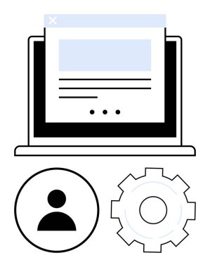 Kullanıcı profili simgesi ve teçhizatı olan bir web sayfası aç. Teknoloji için ideal, kullanıcı arayüzü, web sitesi tasarımı, profil ayarları, kişiselleştirme, sistem yönetimi, basit iniş sayfası