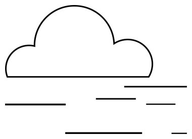 Rüzgarı, hareketi, hava değişimini ve doğayı sembolize eden yatay çizgileri olan bulut çizgisi. Hava durumu uygulaması, meteoroloji, çevresel içerik, iklim, asgari tasarım için ideal