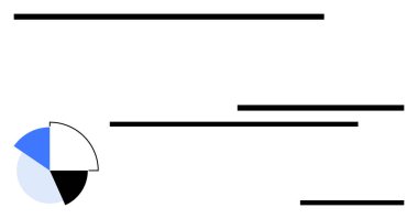 Kalın ve ince yatay çubuklarla veri karşılaştırması yapan dört bölümlü pasta grafiği. Sunum, bilgi, analiz, rapor, asgari tasarım, iş, düz metafor için ideal