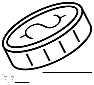 Bir alışveriş arabasının simgesinin yanında dolar işareti ve para transferi için kuyruklar var. E-ticaret, bankacılık, yatırım, tasarruf, çevrimiçi alışveriş, perakende, basit iniş sayfası için ideal