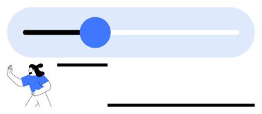Mavi daireli kaydırma çubuğunu ileri doğru iten kişi ilerleme, değişim ve kontrol öneriyor. Üretkenlik, büyüme, gelişme, odaklanma stratejisi verimliliği için idealdir. Düz basit