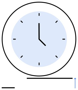 Siyah elli analog saat ve dairesel çerçeve içinde basit tasarım. Zaman, verimlilik, dakiklik, teslim tarihleri, organizasyon, odak, basit iniş sayfası için ideal