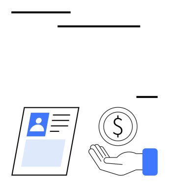 Madeni para ve el uzantıları, finansal teşvikler, işe alım, kariyer büyümesi, HR stratejileri, iş başvuruları, iş gücü yatırımlarını sembolize eden bir profil oluşturun. İK ve işe alım işi için ideal.