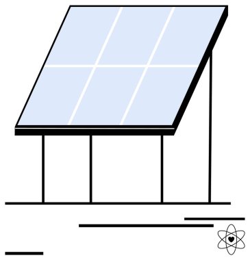 Güneş paneli, güneşten gelen enerjiyi kullanan dört destekleyici bacağı var. Yeşil teknoloji, yenilenebilir enerji, çevre dostu yaşam tarzı, temiz enerji, sürdürülebilirlik, çevre ve basit