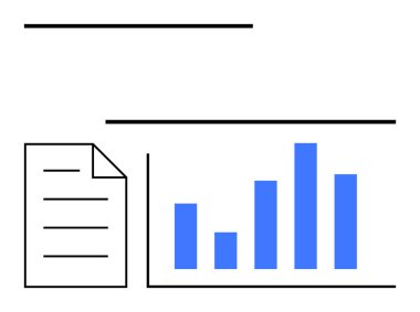 Mavi çubuklu dikey bar tablosunun yanındaki belge, veri analizini, ilerlemeyi veya planlamayı vurgulayan minimum tasarım. İş, strateji, eğitim, analitik için idealdir, basit araştırma dairesi raporlar