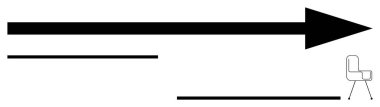 Basit bir sandalyeyle eşleştirilmiş ileri hareketi sembolize eden büyük siyah ok. Kavramların gelişimi, odaklanması, hedefleri, liderliği, yeniliği, iş büyümesini, minimalist tasarımı etkilemesi için idealdir. Düz basit
