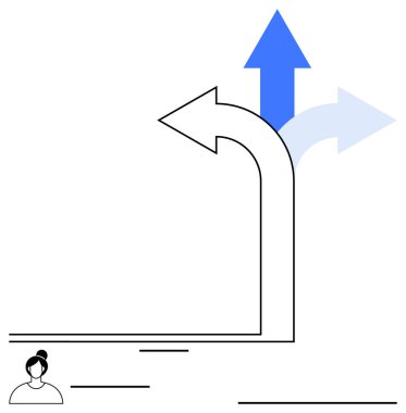 Üç farklı ok arasında seçim, değişim ya da gelecek yolları sembolize eden bir dönüm noktasındayız. Kariyer planlama, strateji, seçenekler, rehberlik, büyüme, motivasyon için ideal basit