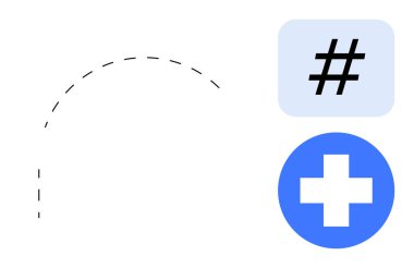 Noktalı eğri yol bir meta veri etiketi ile tıbbi artı sembolü birbirine bağlıyor, bağlantıyı vurguluyor, sosyal medya, sağlık, işbirliği, navigasyon, dijital uygulamalar, basit iniş sayfası