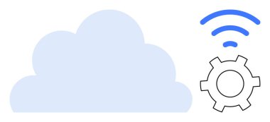 Bulut teçhizat ve kablosuz hatlar ile eşleştirilmiş bulut, bulut hesaplama, otomasyon ve bağlantıyı temsil eder. Teknoloji, ağ oluşturma, veri depolama, sistem entegrasyonu, IOT, uzaktan çalışma için ideal basit