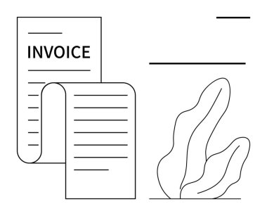 Görünür metin satırları olan dikey fatura belgesi, soyut yaprak tasarımı. Finans, muhasebe, fatura, üretkenlik, işletme, organizasyon, basit iniş sayfası için ideal