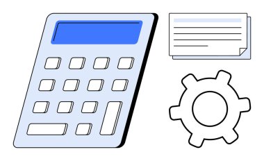 Sayısal tuş takımlı hesap makinesi, ayarlar ve yığınla belge. Finans, bütçe, muhasebe, planlama, verimlilik operasyonları eğitimi için idealdir. Düz basit metafor