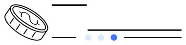 İlerleme çubuğu ve büyüme, başarı, mali planlama veya yatırım için minimalist çizgilerle eşleştirilmiş parayı temsil eden madeni para. Bütçe yönetimi, ekonomi, çevrimiçi finans, UX kavramları için ideal, basit