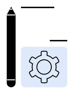 Minimum dizayndaki kalem ve teçhizat yaratıcılığı, tasarımı ve teknik yapılandırmayı sembolize eder. Yaratıcılık, tasarım süreci, beyin fırtınası, üretkenlik, yönetim, iş akışları için ideal